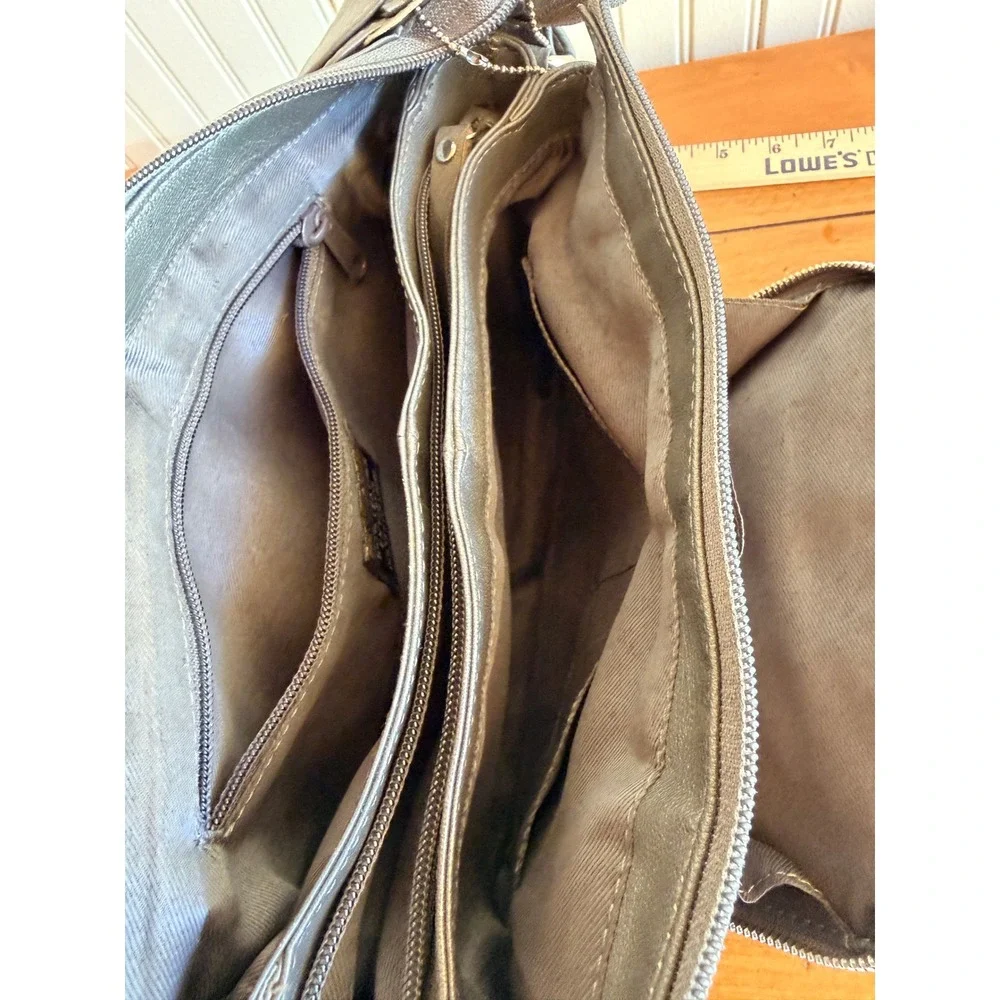 Great American Leather‎ Works Leather Crossbody Shoulder Bag Grey Satchel Purse - Picture 8 of 10